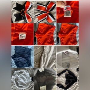 Cheer set: 1 bow, two briefs, 3 crop tops